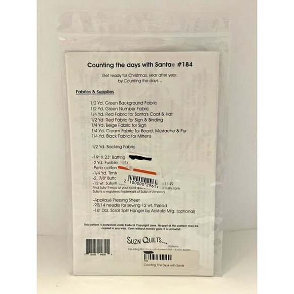 New SUZN QUILTS Sewing Stitch Kit Counting the Days w Santa Christmas Advent DIY - Picture 2 of 2